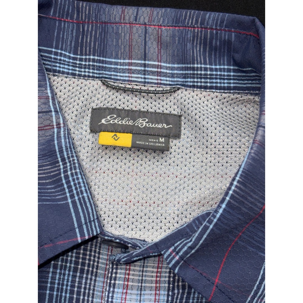 Eddie Bauer Blue Plaid Short Sleeve Hiking Shirt Mesh Lined Mens Medium 11921750 - Picture 4 of 10